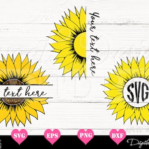Zonnebloem Svg, Zonnebloem Monogram Svg, Zonnebloem Half Svg, Clipart Zonnebloem, Dxf Zonnebloem, Vijl gesneden Svg, Zomer Svg