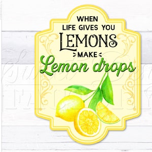 Lemon drops PNG, lemonade label, lemonade sublimation designs, drink label, jar sublimation, jar png
