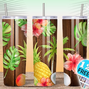 Sublimation de gobelet d'été 20oz, Sublimation de gobelet tropical png, gobelet monstera, palmiers 20oz gobelet