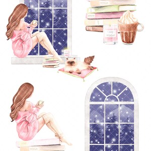 Winter sublimation png, winter watercolor clipart, winter girl png, hygge png, winter sublimation design, cold weather png, cozy winter png. imagem 4