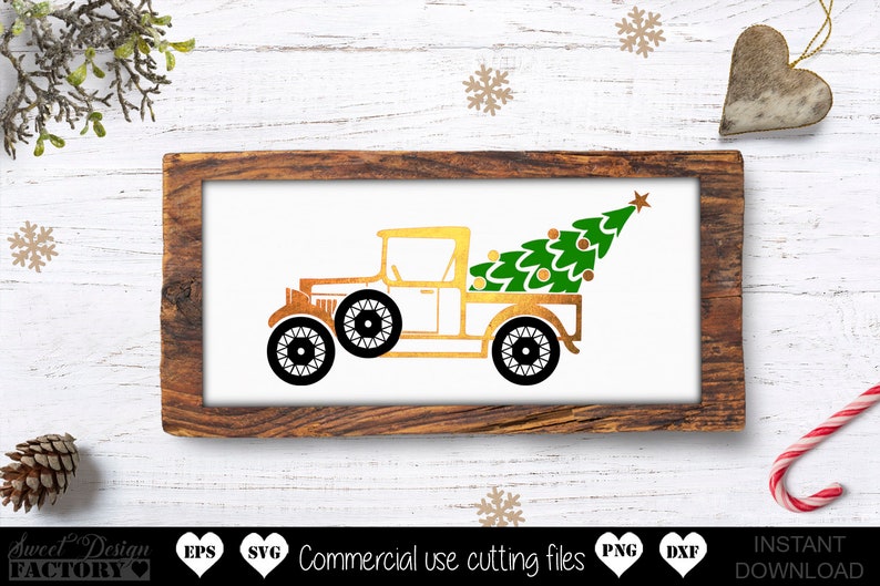 Décoration Noël : Camion Pick-up Vintage Avec Sapin En Acrylique - Ornement 8 Cm Pour Sapin, Fenêtre, Cadeau - Ambiance Chaleureuse Et Festive - 8