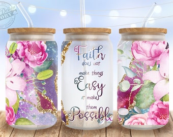 Religious libbey glass can png, easter glass can wrap, christian glass can, 16 oz Libbey glass png, glass tumbler png