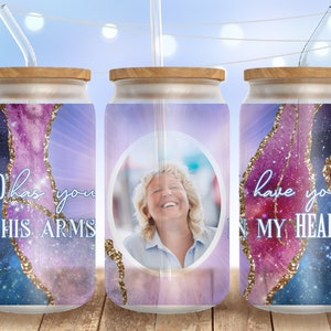 Memorial libbey glass can png, Sublimation Family photo Glass can 16 oz,  Family photo collage glass can, Photo Frame glass can png