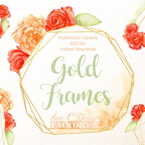 Cadre graphique avec des fleurs à l'aquarelle, cadre polygone, cadre fleurs rouges,  fleur de noel aquarelle, cadre graphique invitation