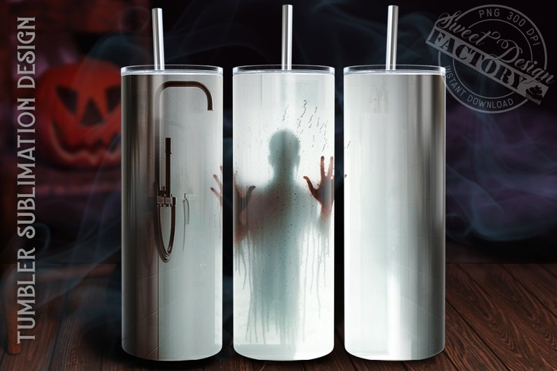 Puede incluir: Tres vasos de acero inoxidable con diferentes dise&ntilde;os. El primer vaso tiene un dise&ntilde;o de cabezal de ducha, el segundo vaso tiene una silueta de una persona en la ducha, y el tercer vaso est&aacute; en blanco.
