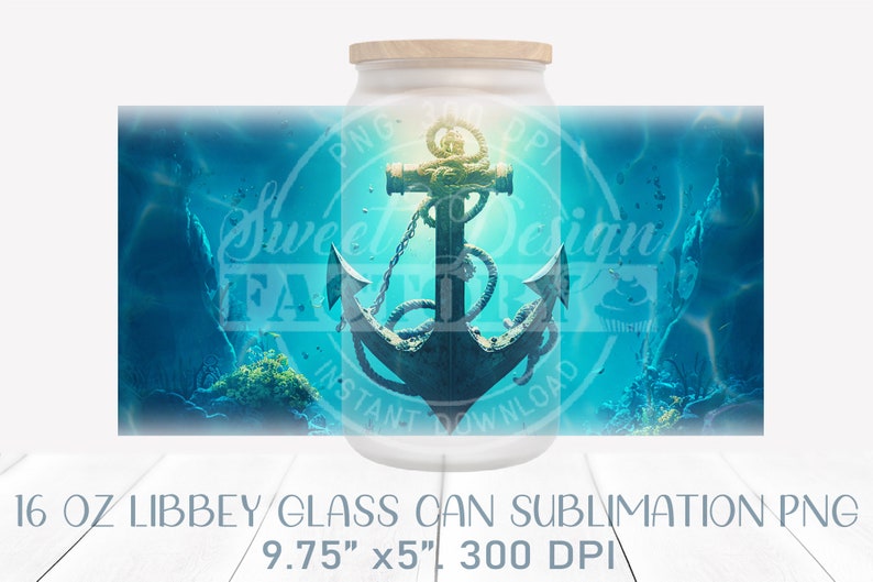 Anchor Glass Can Png 16 Oz Libbey Glass Can Tumbler Etsy