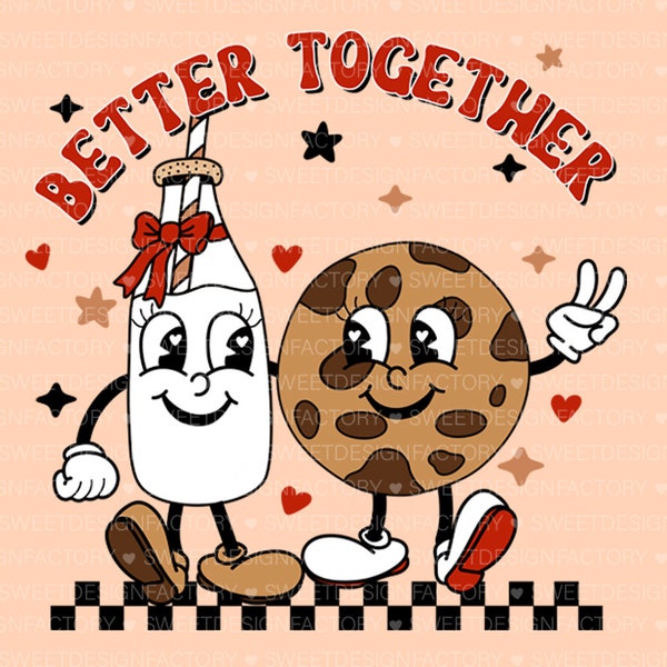 Better together png, retro valentines day shirt png, Coffee Lover, Groovy valentines popular png,Trendy png, Checkered Valentine png