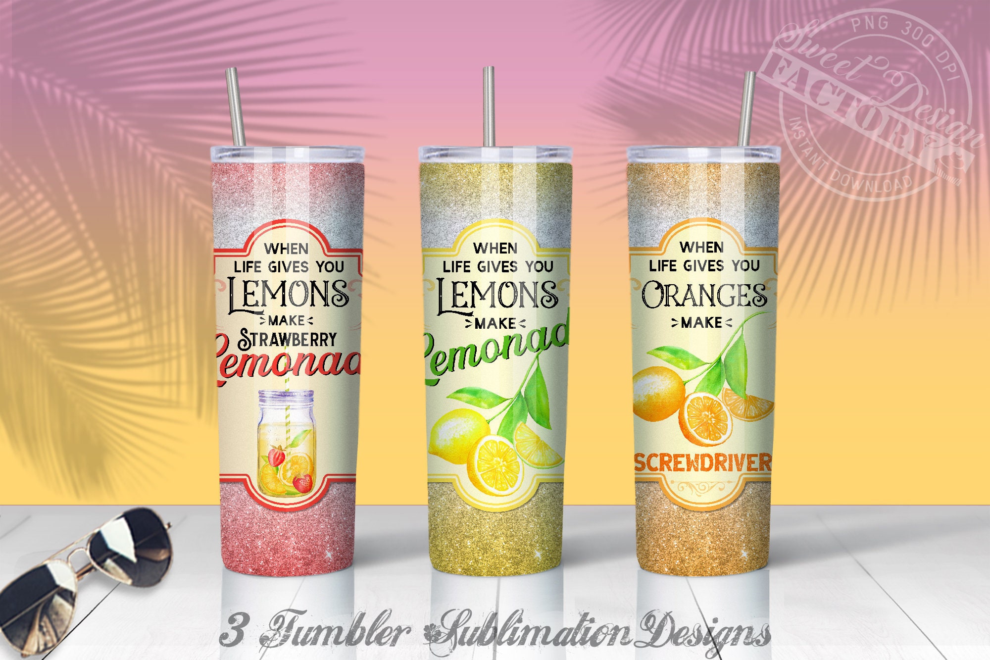 lemonade tumbler designs, 20 oz tumbler sublimation, strawberry lemon…