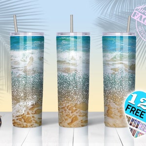 Ocean tumbler design, sea tumbler design,  glitter ocean tumbler, Beach 20 oz Tumbler Sublimation, Ocean sublimation png, sunset tumbler png