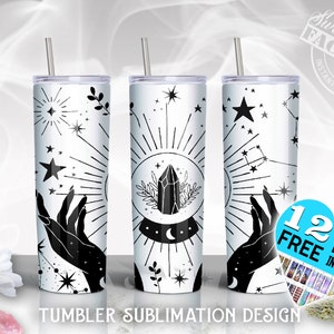 Sorcellerie gobelet png, boho gobelet png, halloween gobelet design, Sublimation de 20 oz, Sublimation  gobelet conique et droit