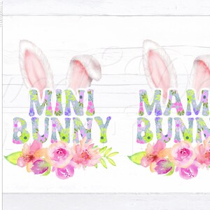 Mama Bunny PNG, oreilles de lapin png, floral Pâques Png, Mini bunny png, joyeuses Pâques Png, Mama mini Bunny Png, Sublimation de pâques