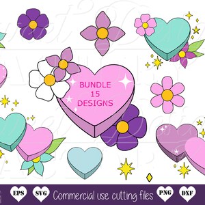 Candy Hearts SVG Bundle, Valentine Hearts SVG, Herzen und Blumen SVG, Conversation Hearts SVG, Valentine Kids SVG, Hochzeitssvg