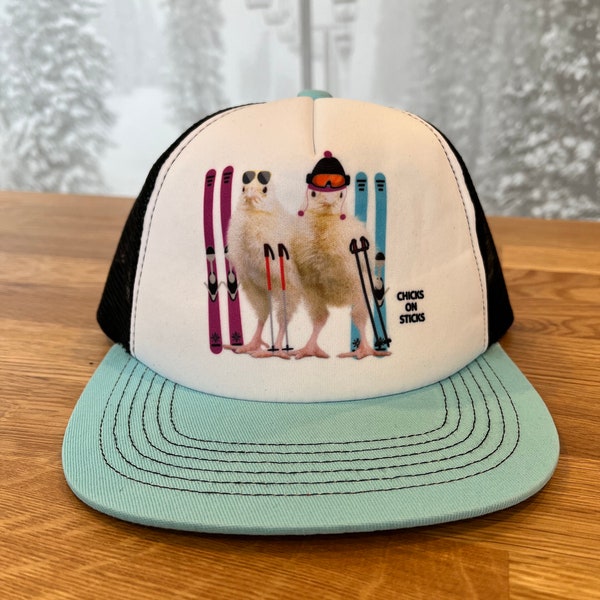 Kids Trucker Hat | Chicks on Sticks | Toddler Trucker Hat | Kids Trucker Hat Girls | Ski Hat | Ski Bunny | Girls Trucker Hat