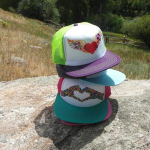 Kids Trucker Hat Girls Trucker Hat Toddler Trucker Hat Girls Heart Hat image 2