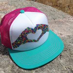 Heart Hands Trucker Hat Kids Trucker Hat Girls Trucker Hat Toddler Trucker Hat Youth Trucker Hat image 1