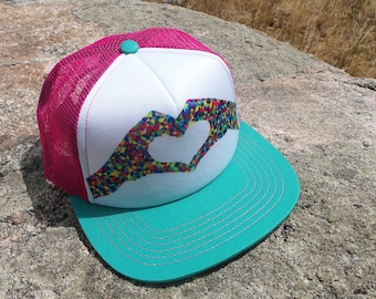 ALMOST FREE !! | Heart Toddler Trucker Hat | Kids Snapback Mesh Hat