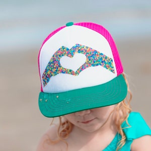 Heart Hands Trucker Hat Kids Trucker Hat Girls Trucker Hat Toddler Trucker Hat Youth Trucker Hat image 2