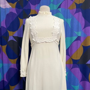 Beautiful Vintage 60s Handmade Long Sleeved Wedding Dress With  