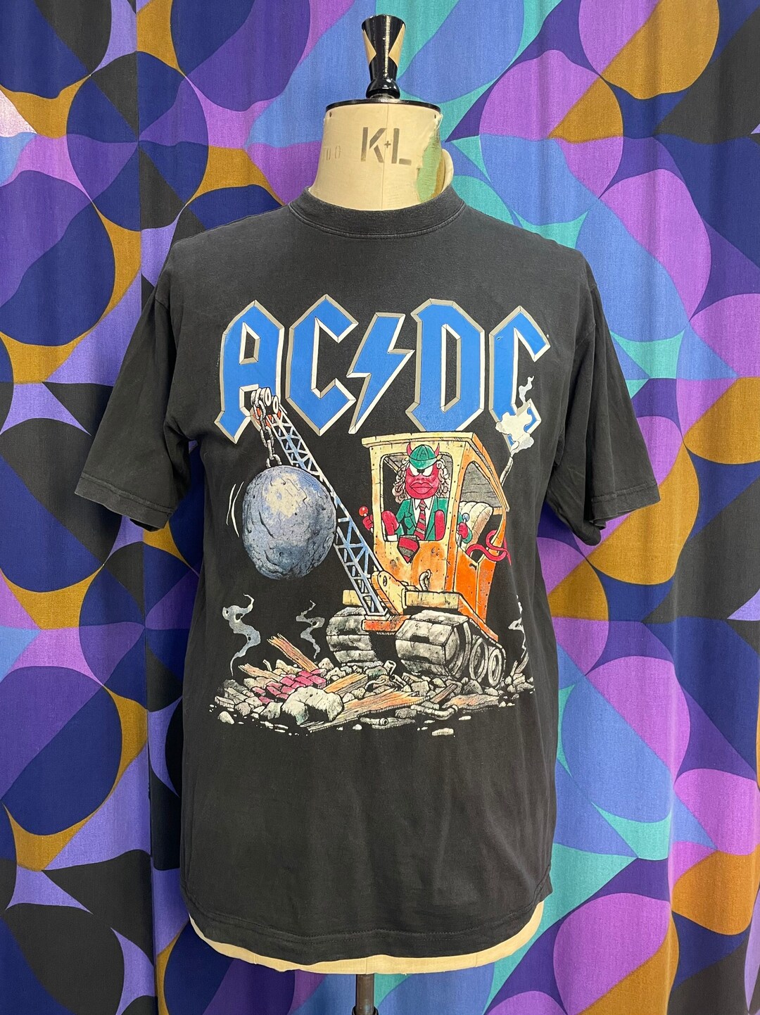 Rare Vintage 1995 AC/DC Wrecking Ball Devil Brick Wall Front - Etsy