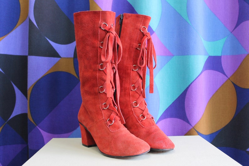red heeled boots uk