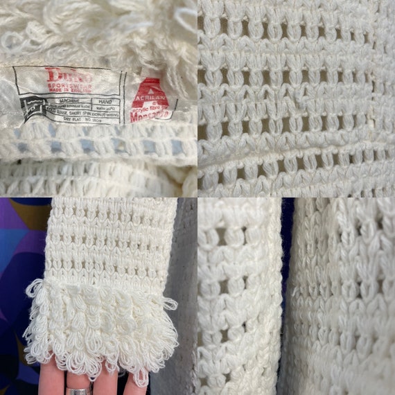 Amazing Vintage 60s 70s White Open Knit Long Line… - image 10