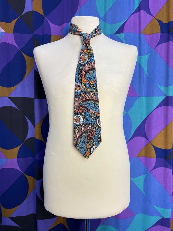 Groovy Vintage 60s 70s Psychedelic Print Tie Made… - image 2