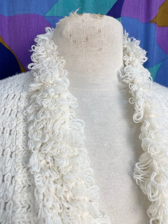 Amazing Vintage 60s 70s White Open Knit Long Line… - image 5