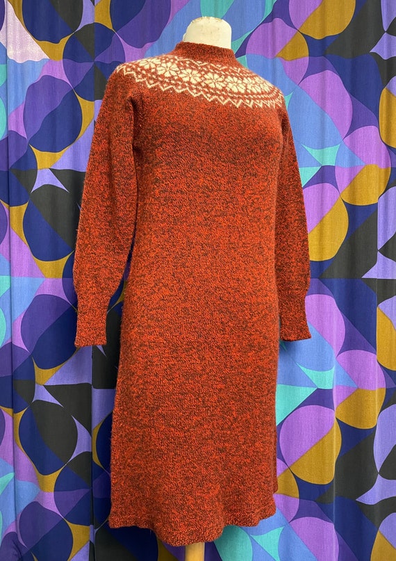 Amazing Vintage 60s 70s Rusty Red and Cream Fair … - image 2