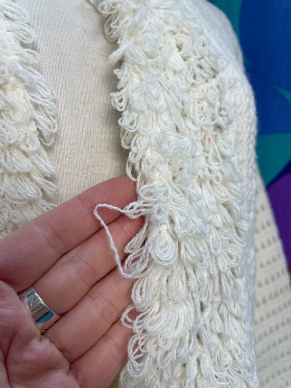 Amazing Vintage 60s 70s White Open Knit Long Line… - image 7
