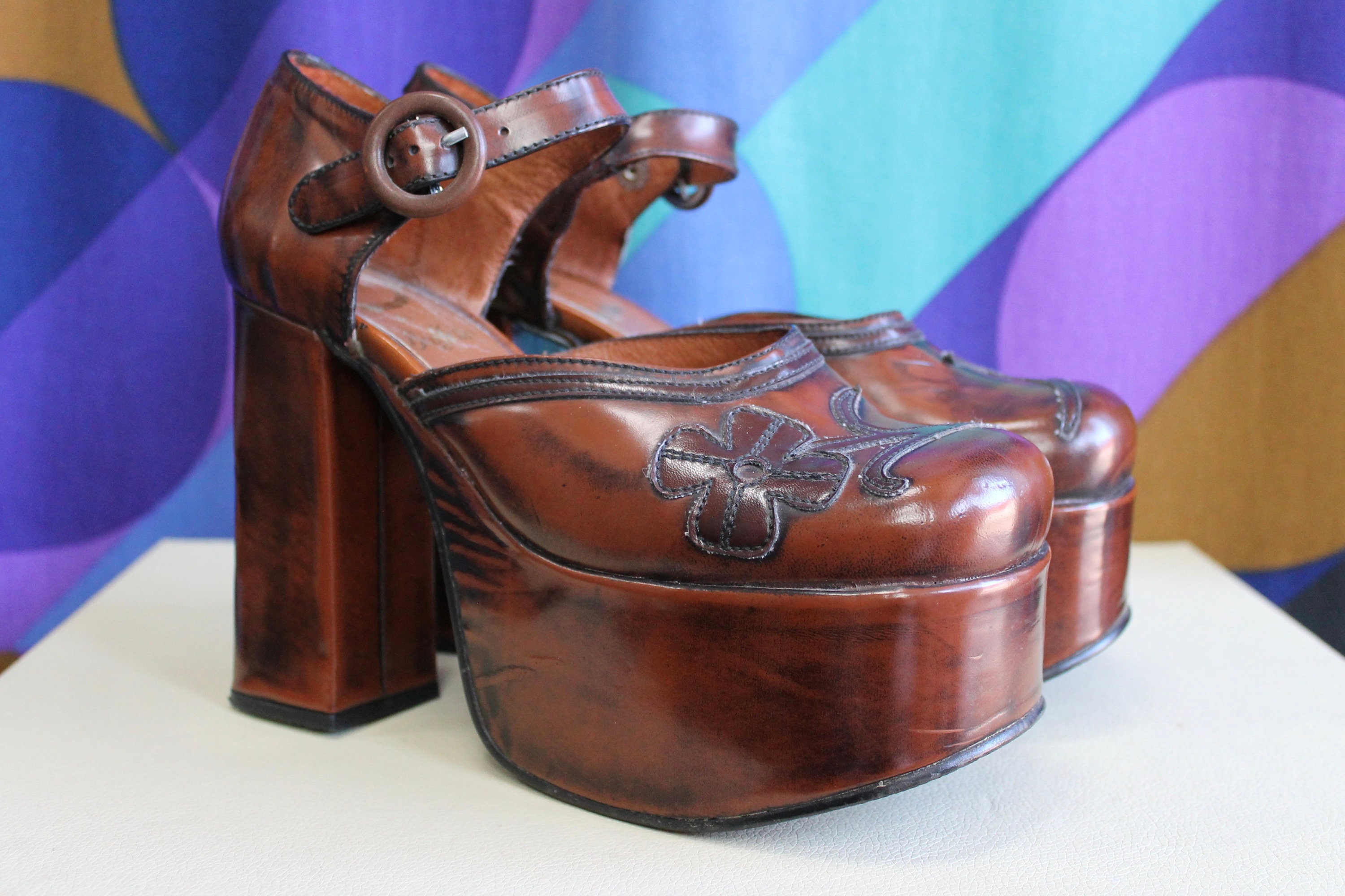 Insane Mega RARE 90s Does 70s Buffalo London Platform Mary Jane