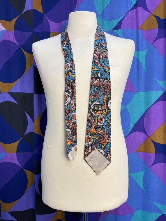 Groovy Vintage 60s 70s Psychedelic Print Tie Made… - image 4