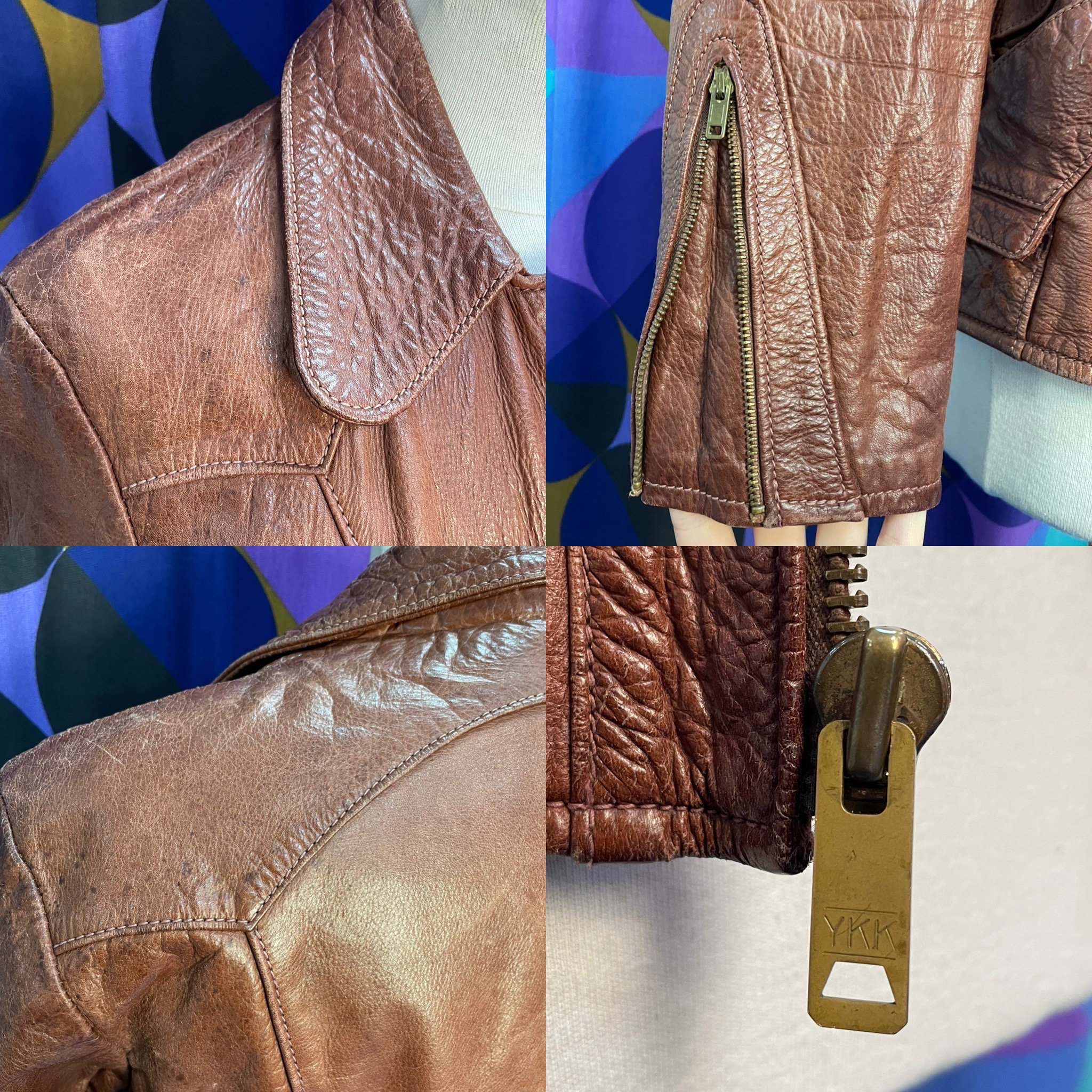 RARE Vintage 70s Brown Leather Lace up Sides East West