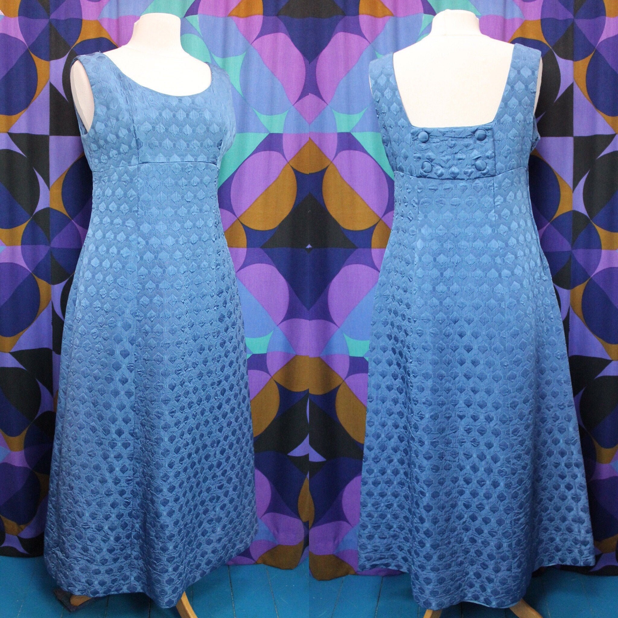 Image of Gorgeous, Unique Vintage S Handmade Purple Quilted Sleeveless Maxi Night Dress Uk Size