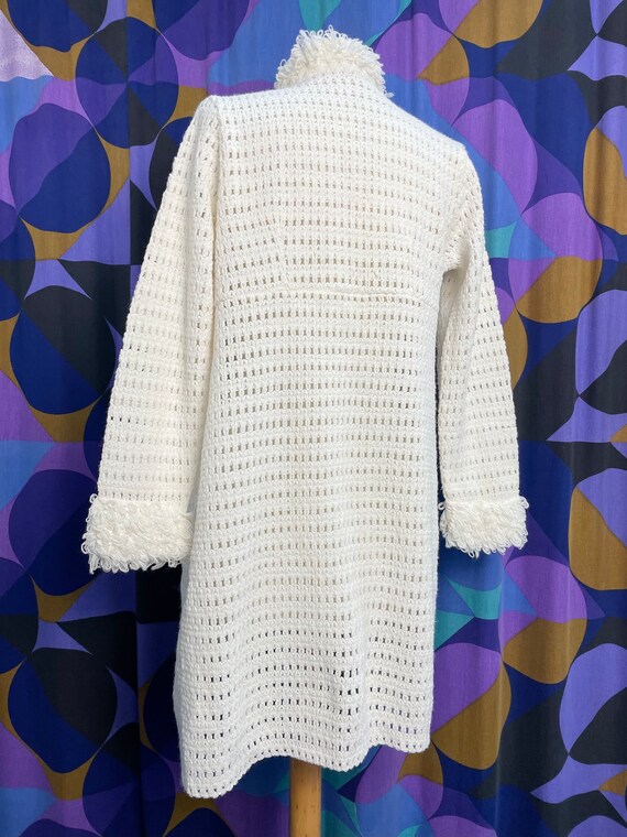 Amazing Vintage 60s 70s White Open Knit Long Line… - image 4