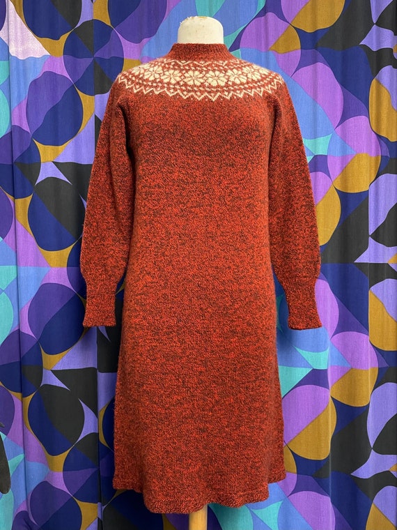 Amazing Vintage 60s 70s Rusty Red and Cream Fair … - image 1