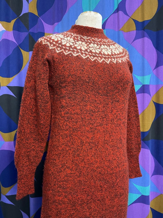 Amazing Vintage 60s 70s Rusty Red and Cream Fair … - image 4