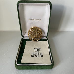 Vintage Gold Plated on Bronze Viking brooch British Museum Collection in Box