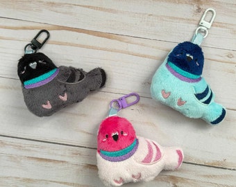 Pigeon - Plush Keychain  - ready to be shipped