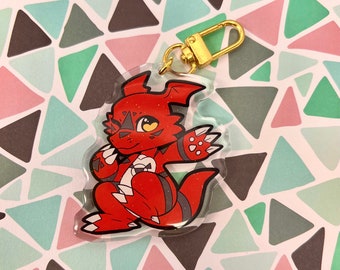 Digimon Tamers - Guilmon - Epoxy Glitter  Acrylic Keychain