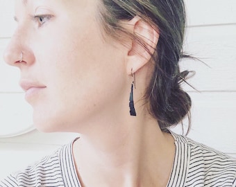 Upcycled bicycle tire tread earrings