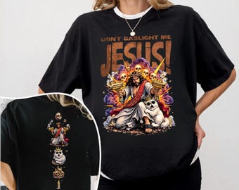 Felpa Uzi Jesus Don’t Gaslight Me, maglietta Dungeon Crawler Carl, maglietta Fantasy Reader, maglietta fan art Princess Donut & Dungeon Crawler Carl