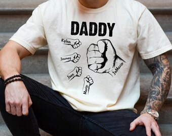 Benutzerdefinierte Papa Hand mit Kindernamen PNG, benutzerdefinierte Fist Bump Dad Shirt Design, Papa Hand mit Kindername, Fist Dad, digitaler Download