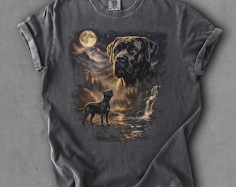 Cane Corso heult den Mond an Tshirt, Cane Corso Liebhaber Geschenk, Guardian Dog Graphic Tee, Dark Fantasy Moon Shirt