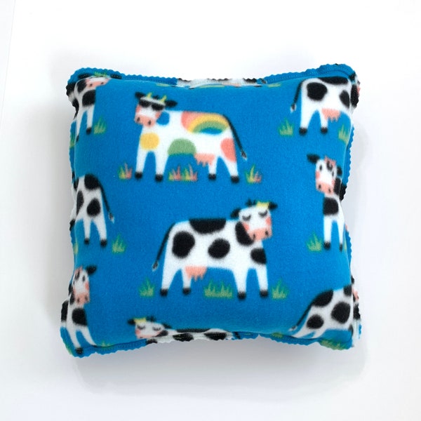 Plush Fleece Pillow, 14" Square, Cool Cows, Toddler, Child, Teen, Adult, Neutral, Hypoallergenic Fill, Soft, Wash & Dry,  Gift