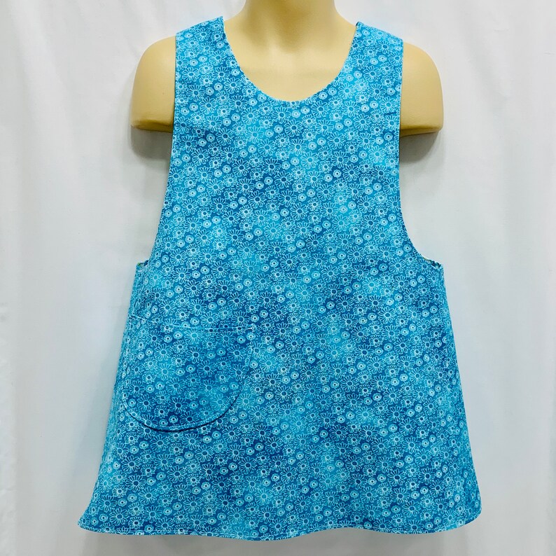 Gift Dress Reversible Pinafore Apron Girl 2-6 Size with Pockets Cooking Daisies on Teal /& Sketched Daisies CrissCross Back Cover-up