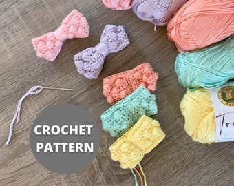 The Bobble Dot Bow Pattern - DIGITAL PDF COPY / Crochet Bow Pattern / Crochet Bow / Bows for Girls / Crochet Bow Tie / Toddler Bows
