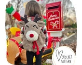 Crochet Holiday Pajama Bag Pattern -- Reindeer Snuggle Buddy Bag DIGITAL PDF/Pajama Keeper/Christmas Pajama Bag/Kids Overnight Bag/Backpack