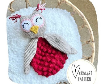 Easy Owl Lovey Crochet Pattern - Ollie Owl Bobble Buddy DIGITAL PDF/Amigurumi Comforter/Handmade Security Blanket/Heirloom Baby Gift/Ragdoll