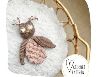 Owl Teether Crochet Pattern - Owl Bitty Buddy DIGITAL PDF/Amigurumi Rattle/Owl Teether Toy/Crochet Binky Clip/Pacifier Toy /Ragdoll