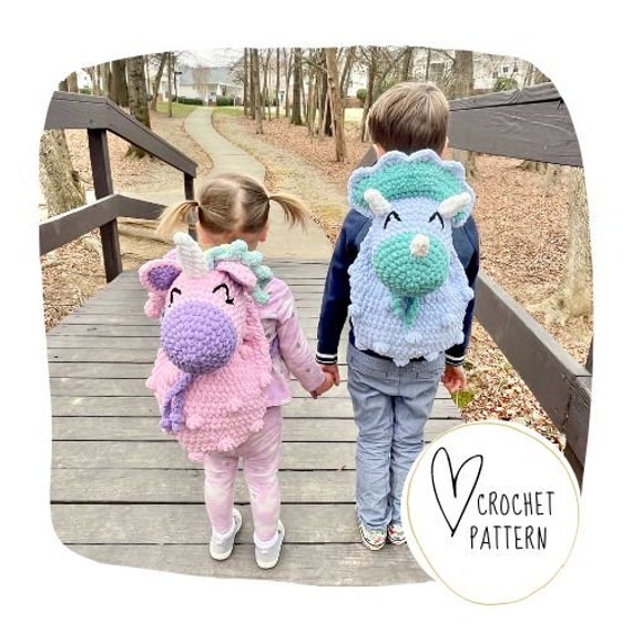 Crochet Pajama Bag Pattern -- Snuggle Buddy Bag Unicorn and Dinosaur DIGITAL PDF/Pajama Keeper/Unicorn Dance Bag/Kids Overnight bag/Backpack